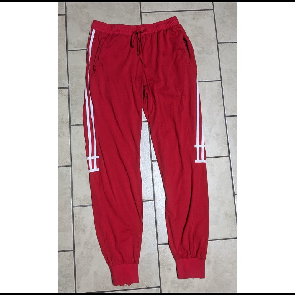 Red Sweatpants with Contrast Detail